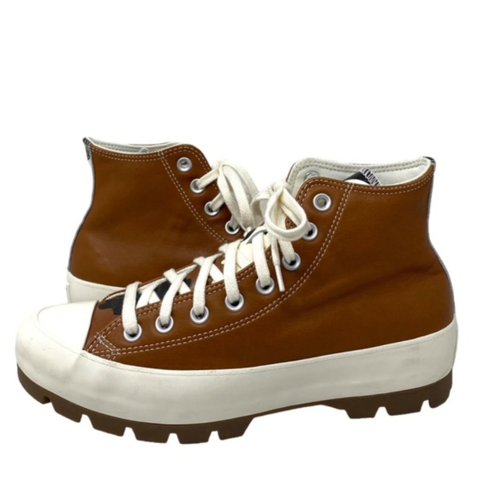Converse Ctas Lugged Sneakers Casual For Women Brown Leather Custom A07982C-WWBC - Picture 6 of 8